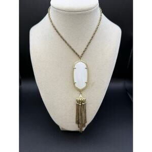 Kendra Scott White Stone Rayne Gold Long Tassel Pendant